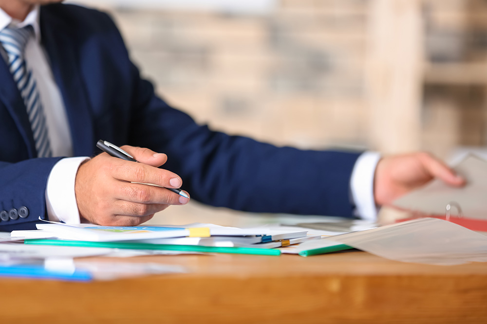 Male employee working