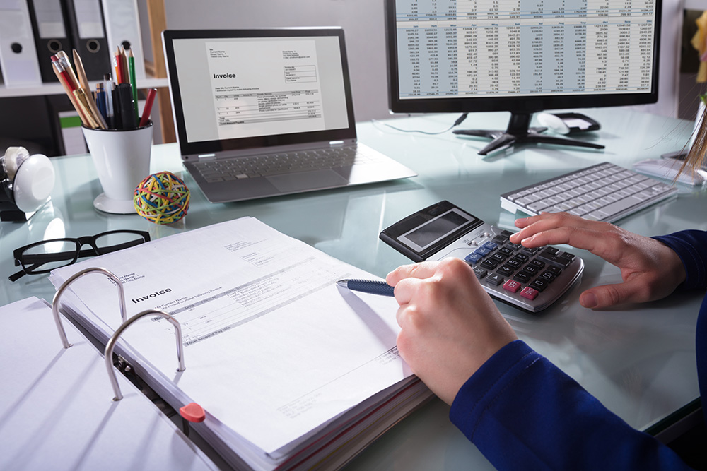 Collection lawyer working at his desk