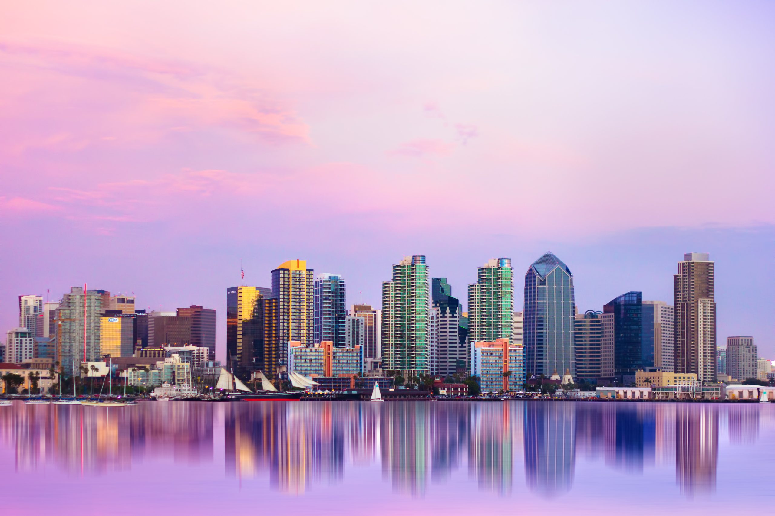 San Diego skyline at sunset